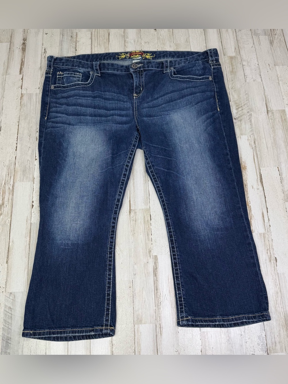 Maurices Jeans Womens 24R (46x25) Blue Mid Rise Straight Leg Capri Stretch Denim